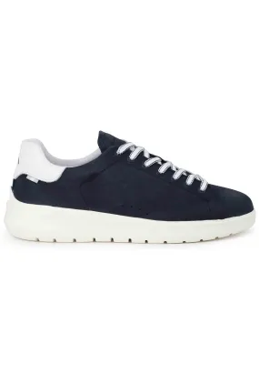 Sneakers uomo Hover in nabuk blu con suola alta in gomma