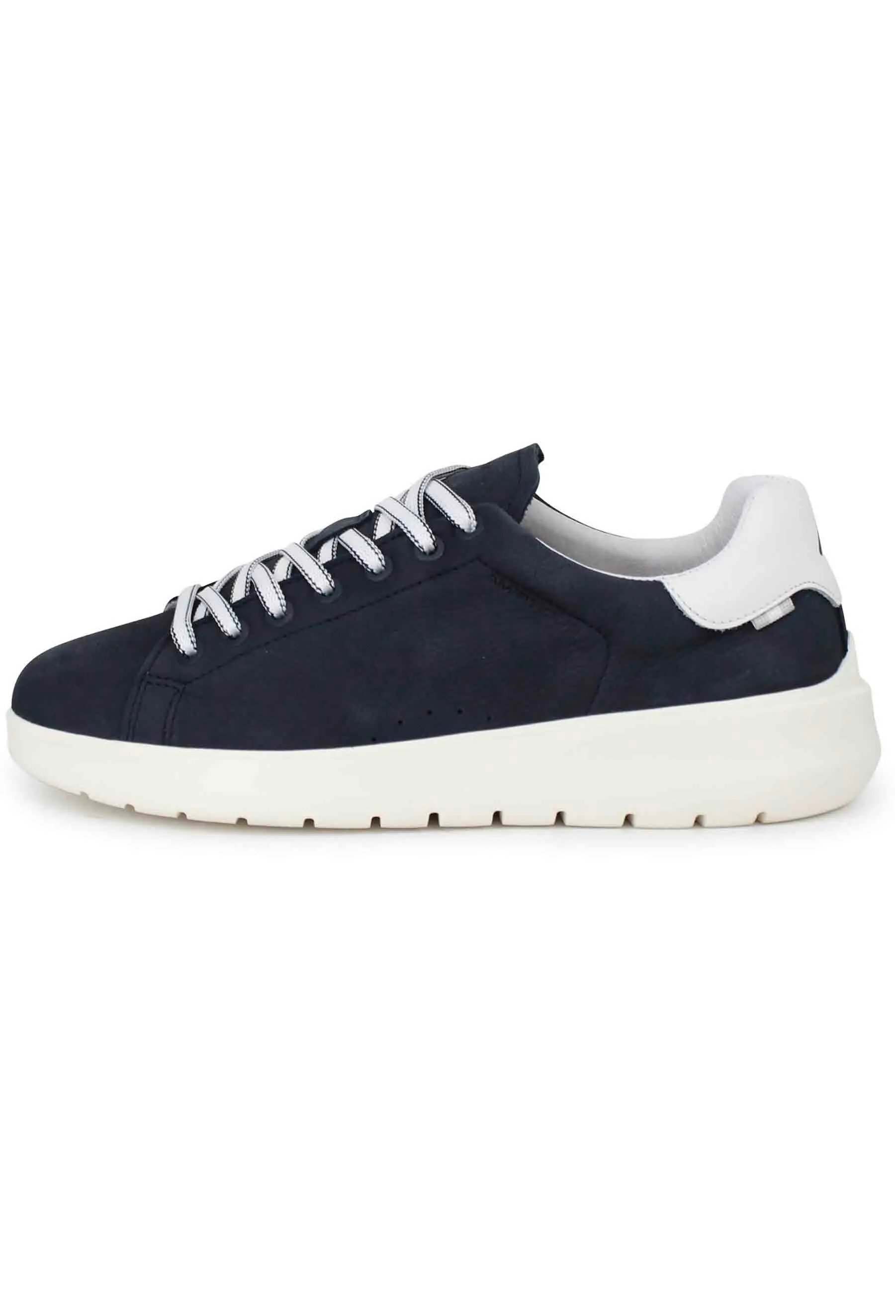 Sneakers uomo Hover in nabuk blu con suola alta in gomma