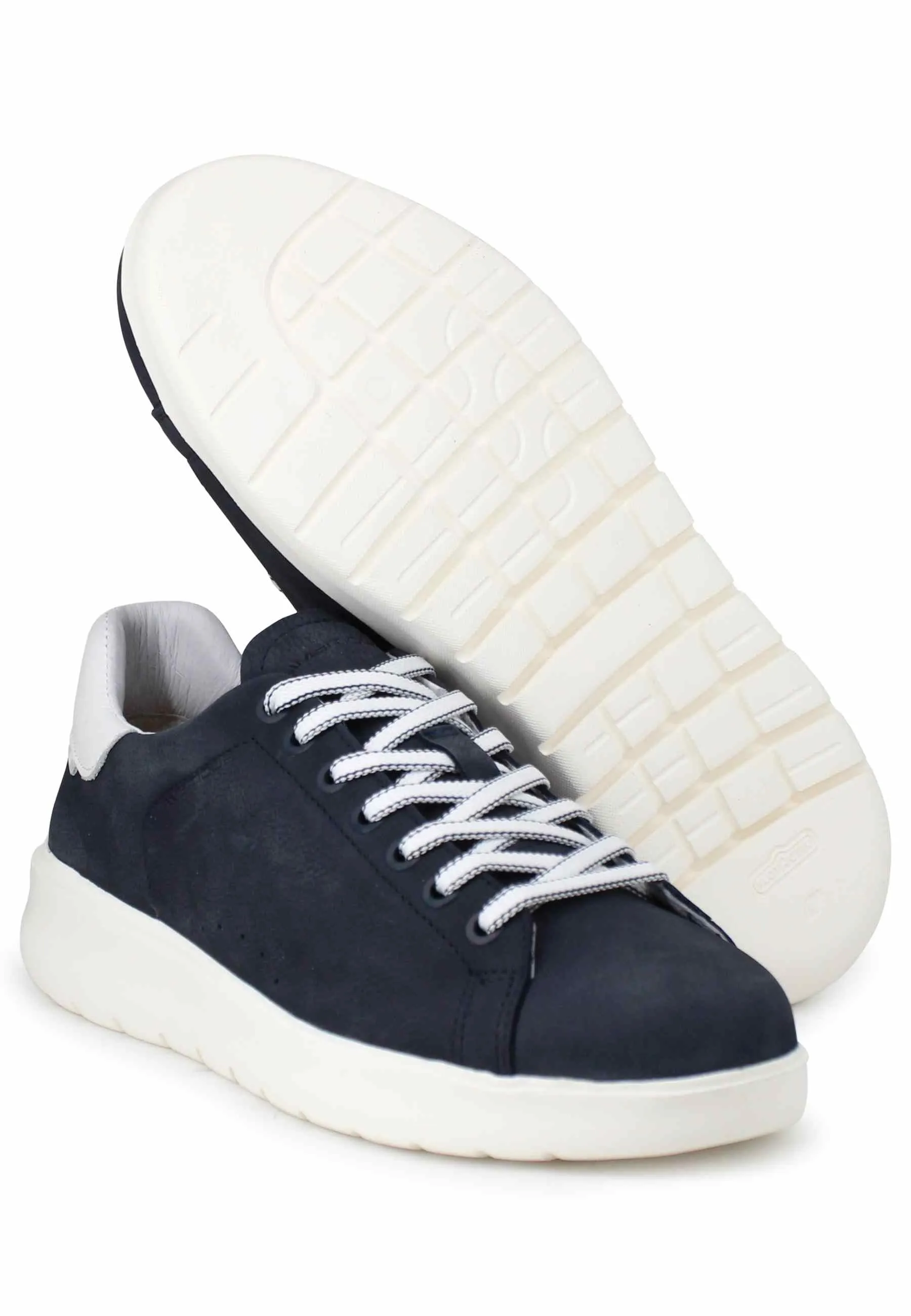 Sneakers uomo Hover in nabuk blu con suola alta in gomma