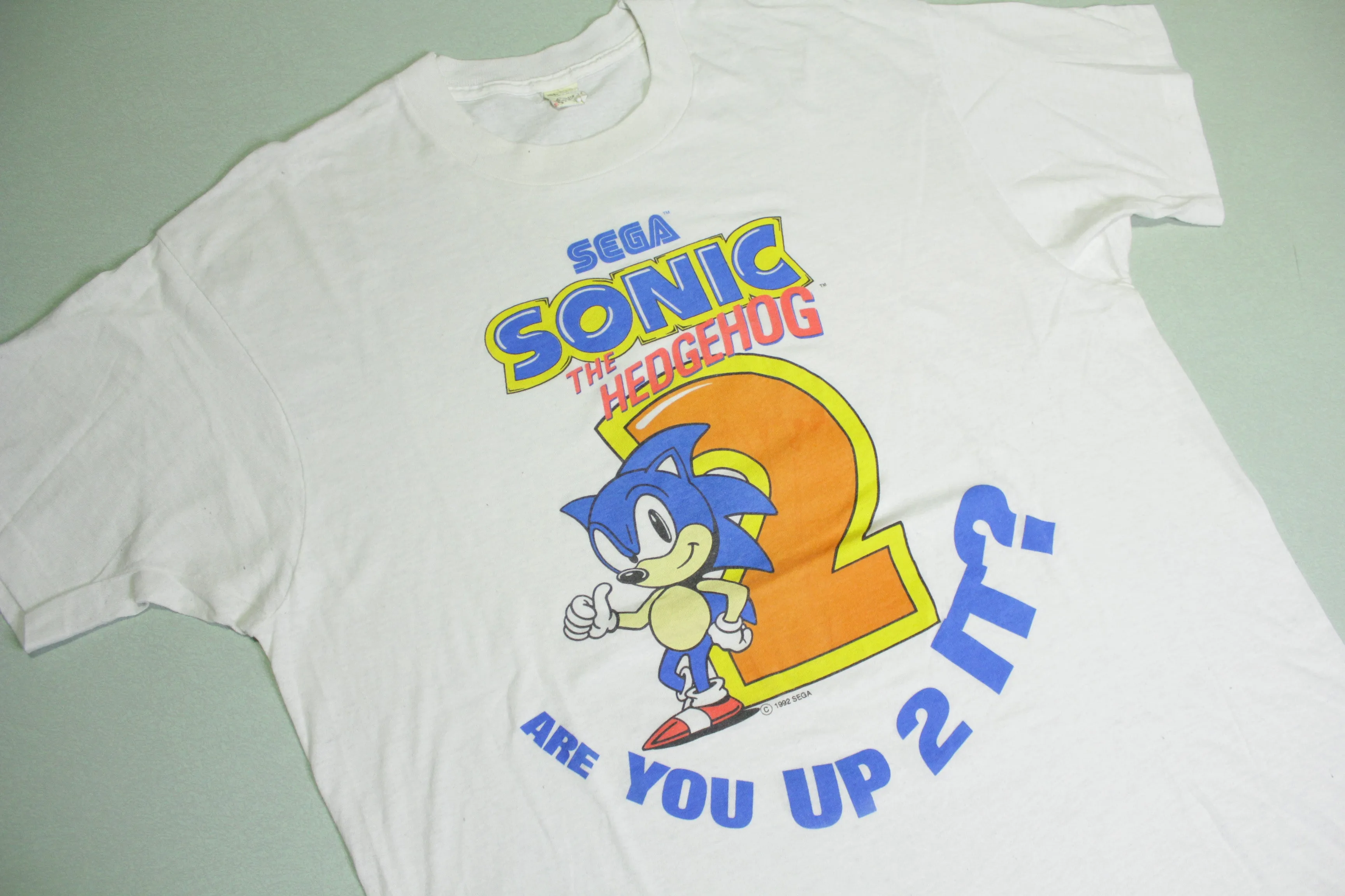 Sonic The Hedgehog 2 Are You Up 2 It? Vintage 90's 1992 Sega Made in USA T-Shirt