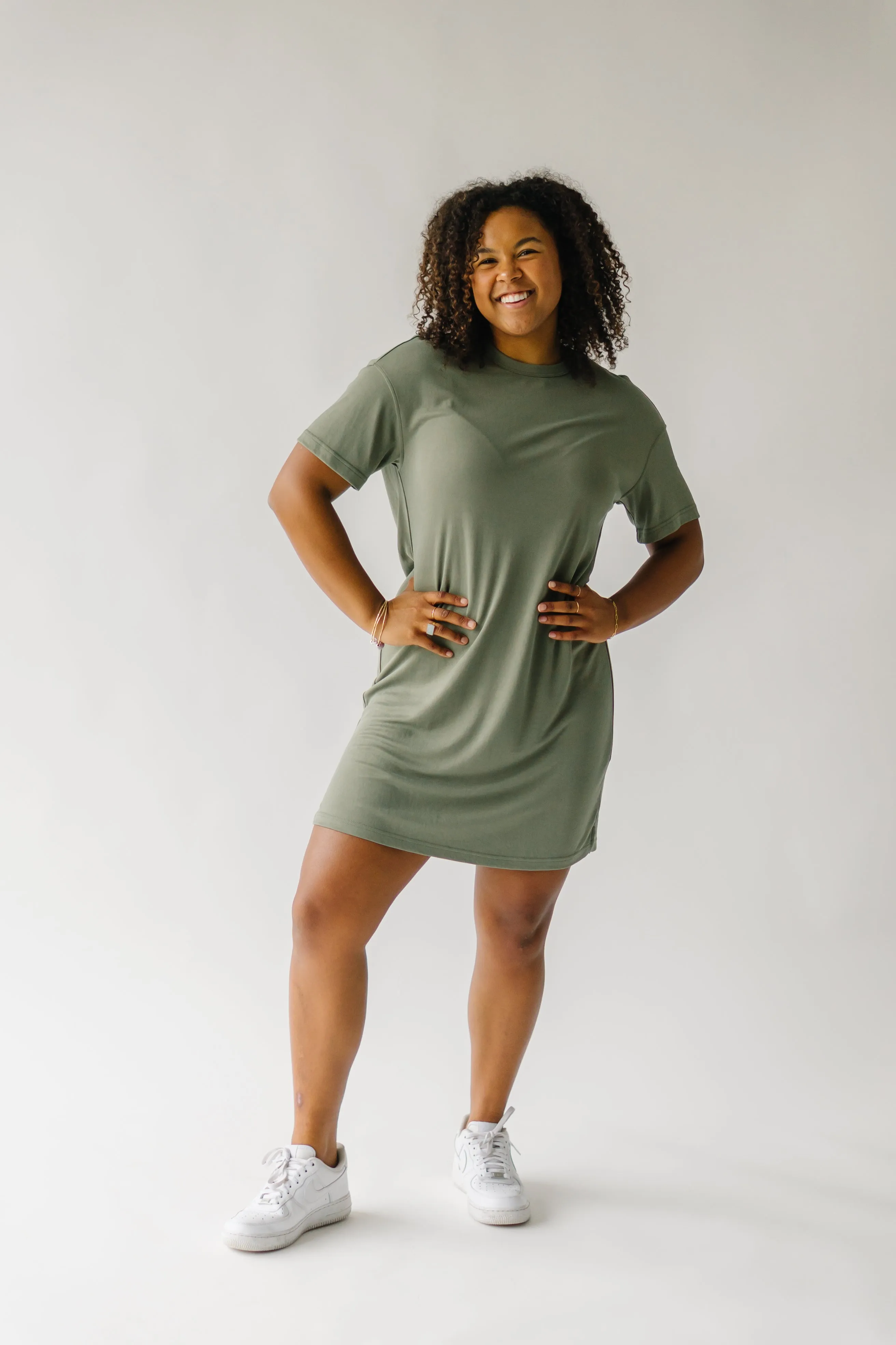 The Bassett T-Shirt Dress in Olive