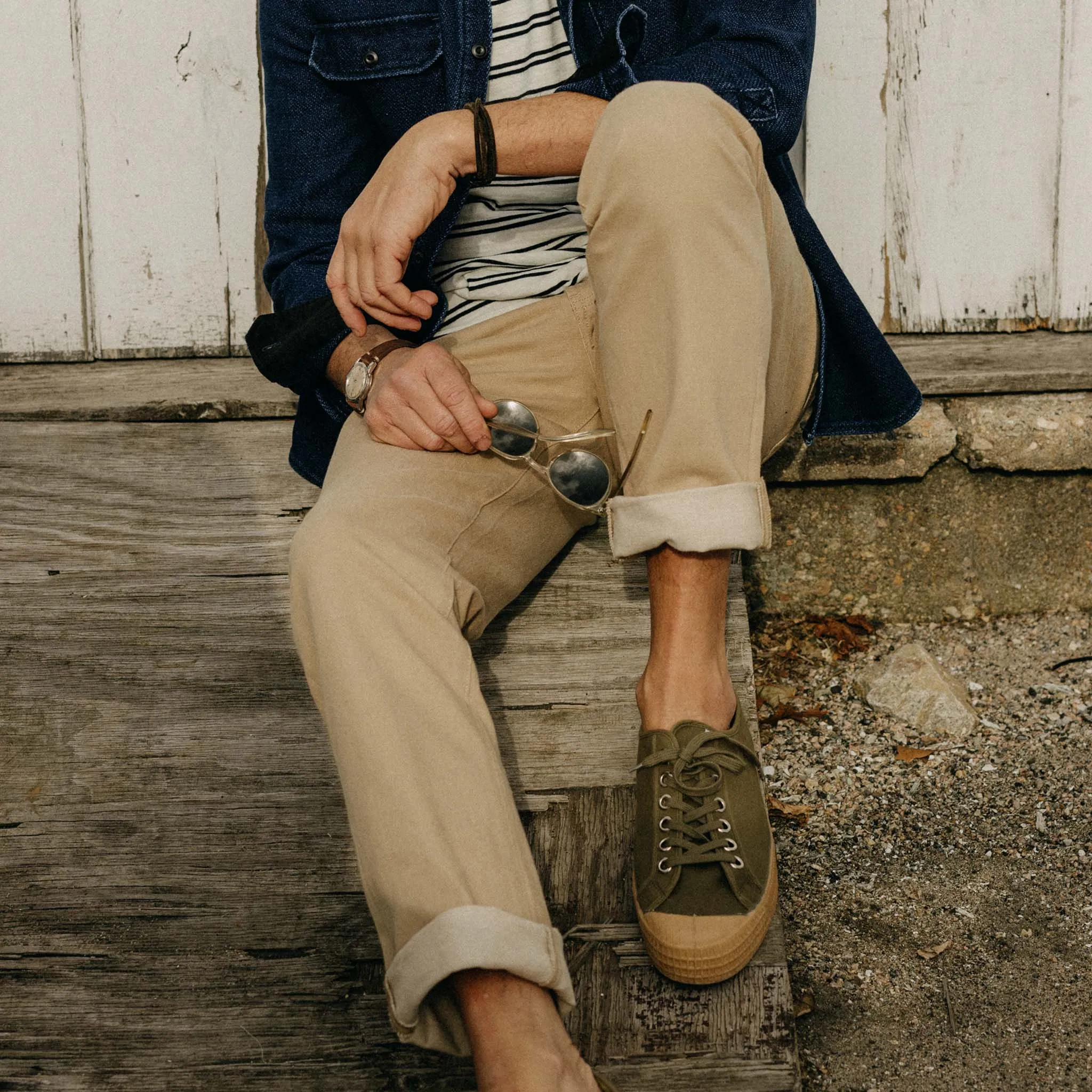 The Democratic All Day Pant in Light Khaki Broken Twill