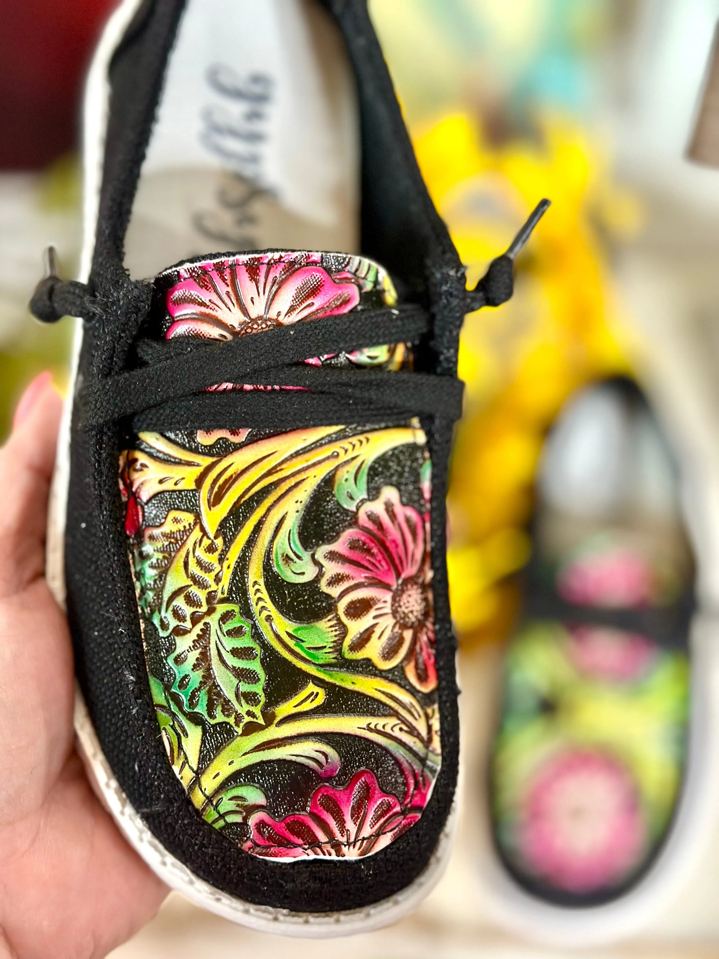 The Gypsy Jazz  Floral Tooled Top Dude Shoe