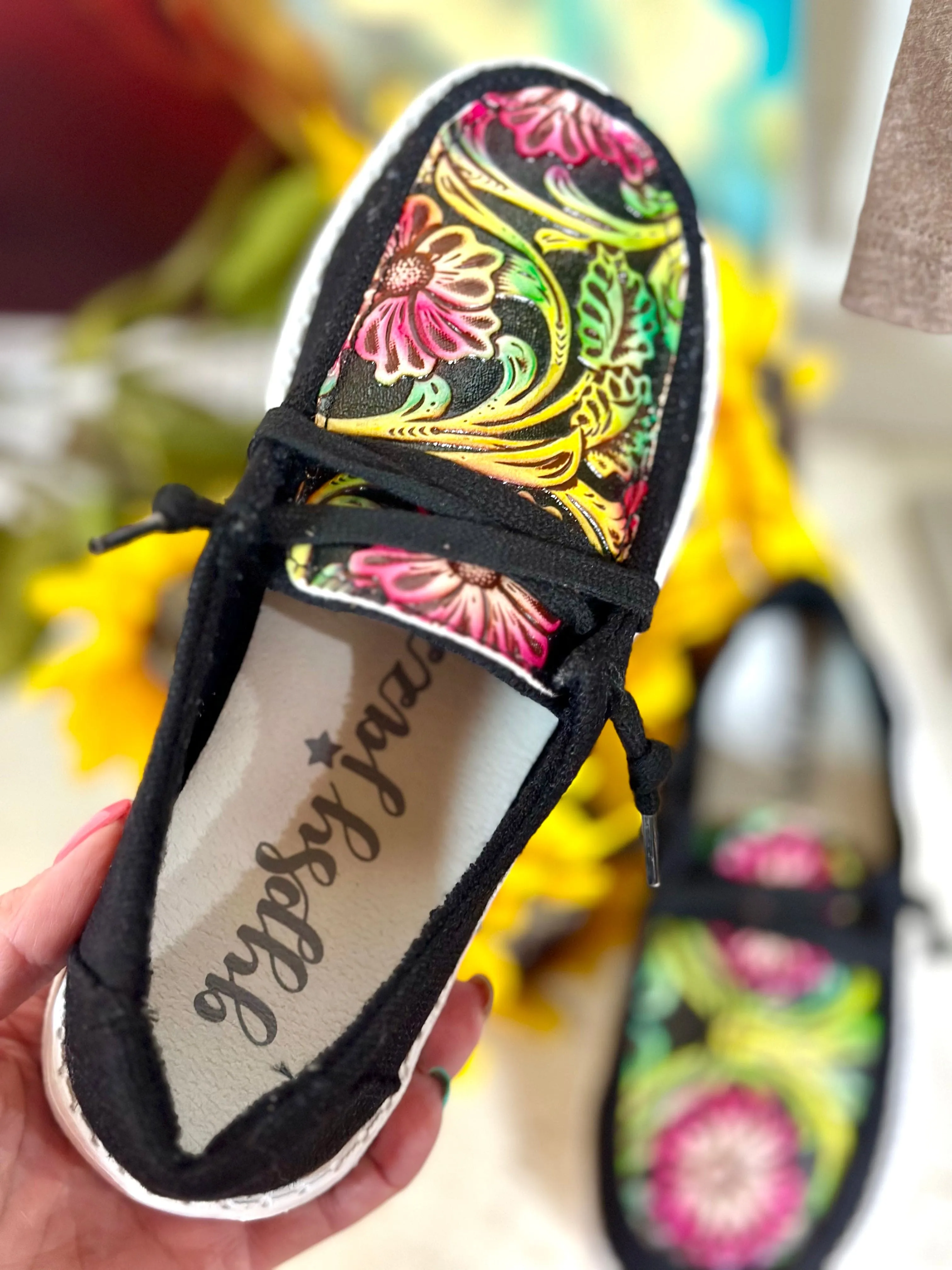 The Gypsy Jazz  Floral Tooled Top Dude Shoe