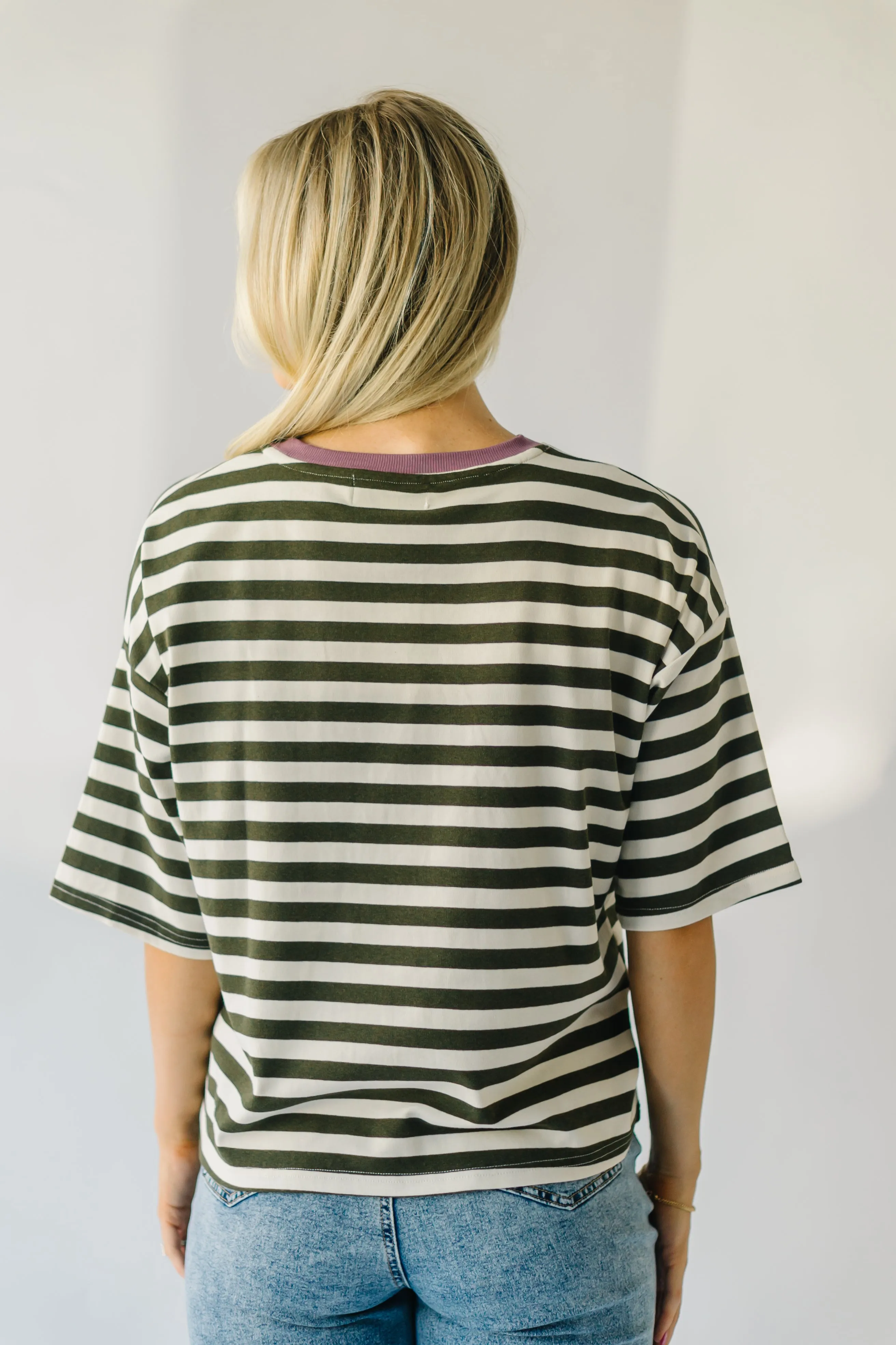 The Janson Oversized Tee in Olive Stripe