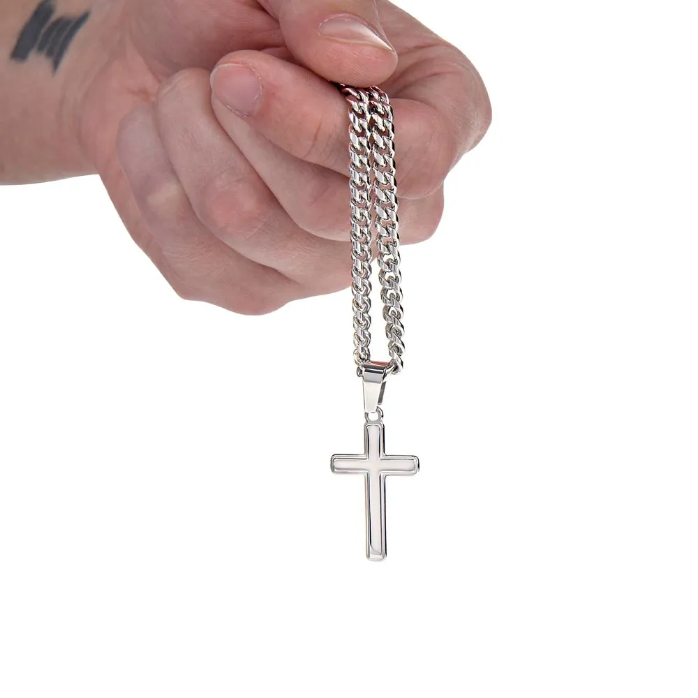 To My Man - I love you with every ounce Artisan Cross on Cuban Link Chain