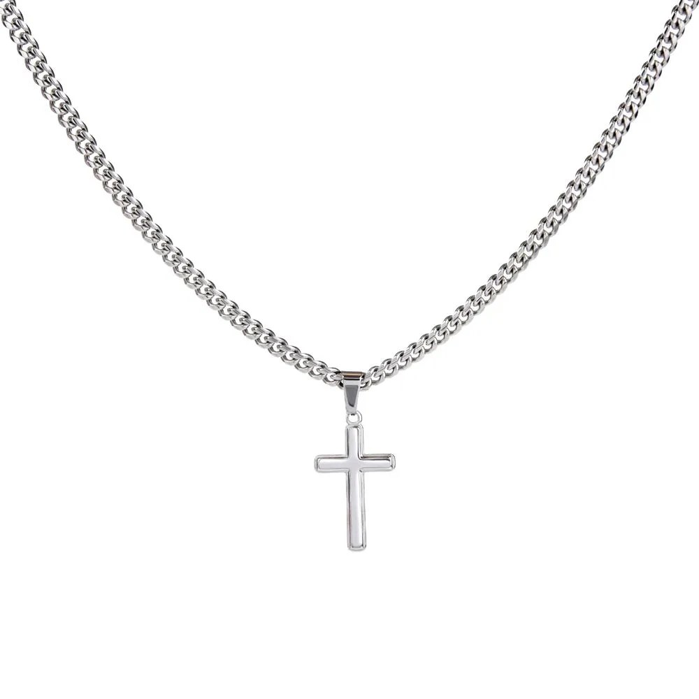 To My Man - I love you with every ounce Artisan Cross on Cuban Link Chain