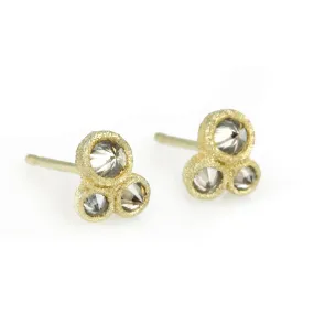 Triple Bezel-Set Inverted Diamond Studs