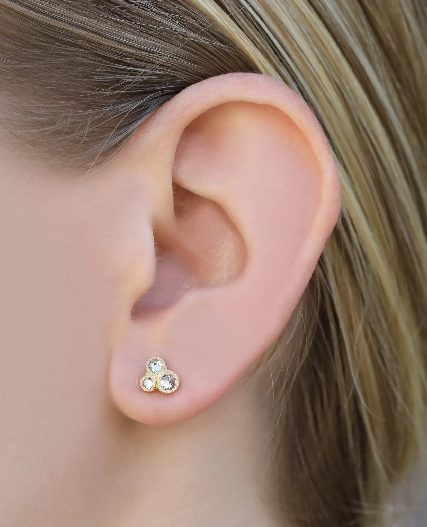 Triple Bezel-Set Inverted Diamond Studs