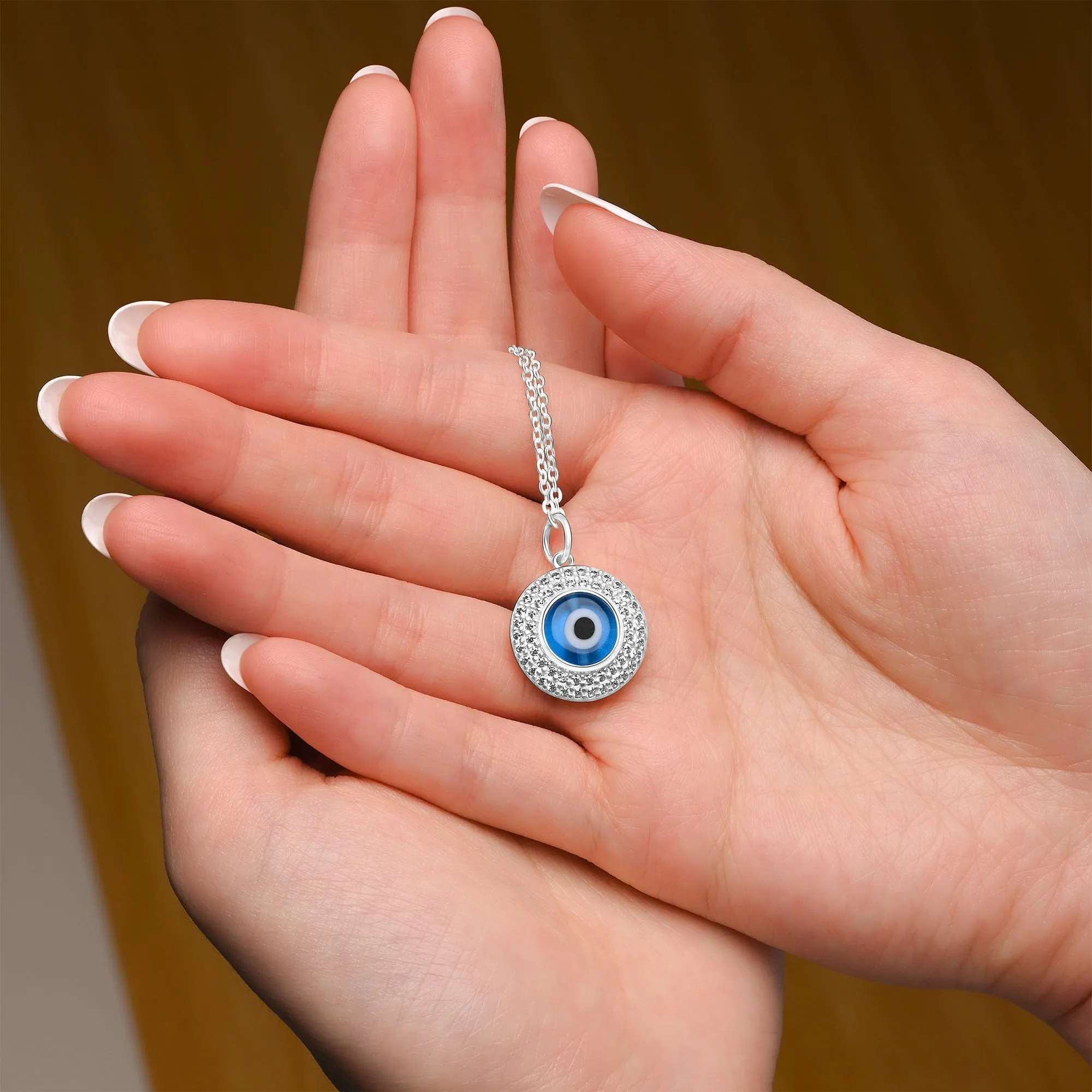 Turkish Blue Evil Eye Pendant Sterling Silver