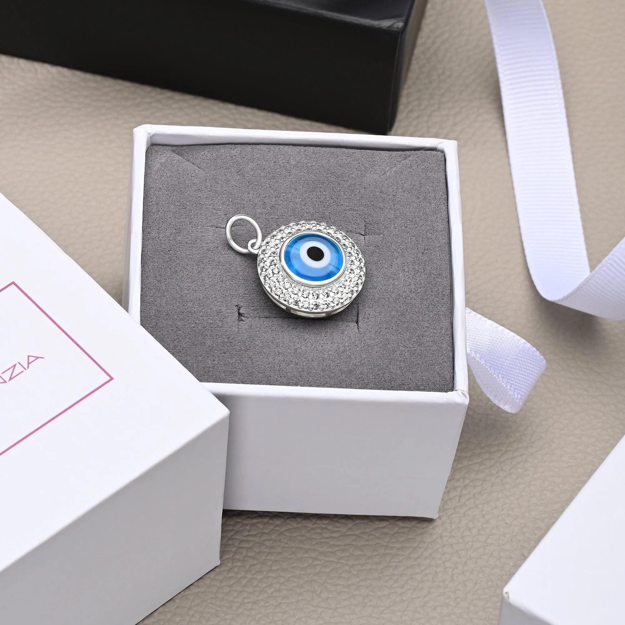 Turkish Blue Evil Eye Pendant Sterling Silver