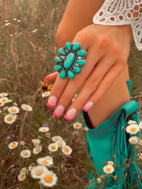 Turquoise floral Rosa ring