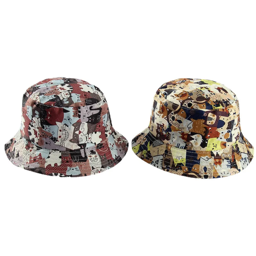 Unisex Double-Sided Animals Panda Pattern Casual Cute Bucket Hat