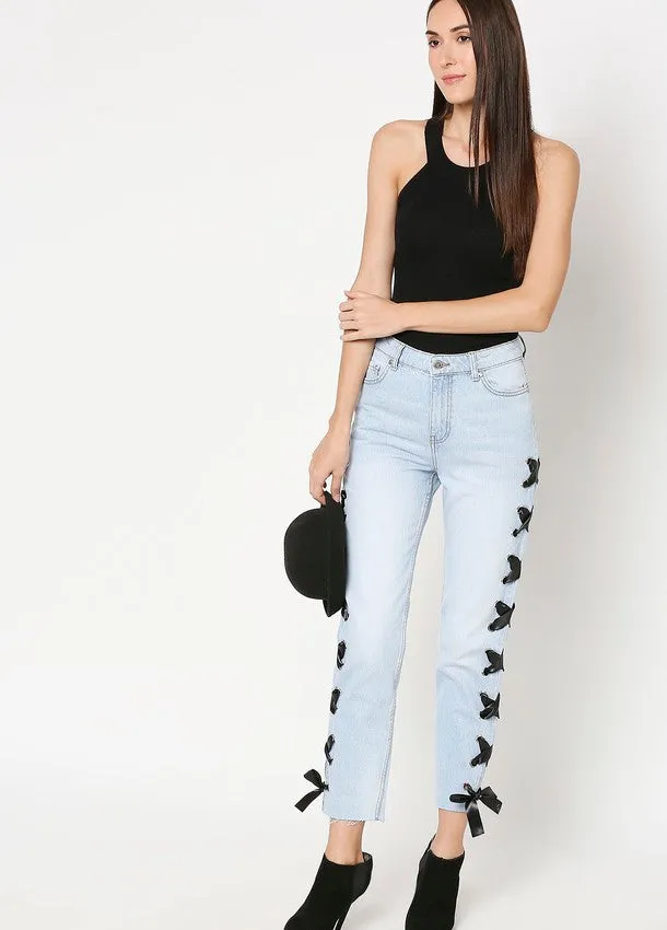 Valencia Mom Jeans Side Eyelet Tape