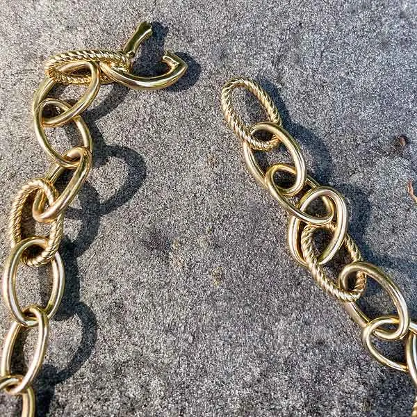 Vintage Alternating Texture Link Chain Necklace