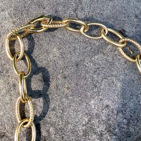 Vintage Alternating Texture Link Chain Necklace