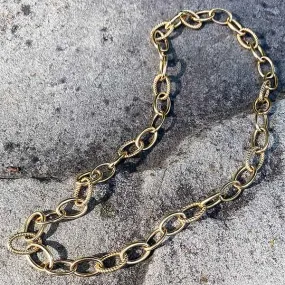 Vintage Alternating Texture Link Chain Necklace