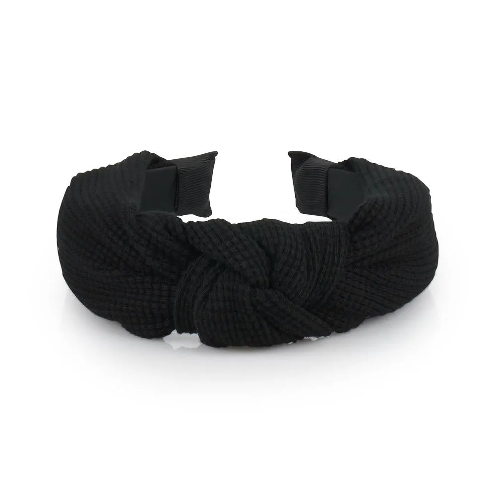 WAFFLE COTTON TOP KNOT HAIRBAND