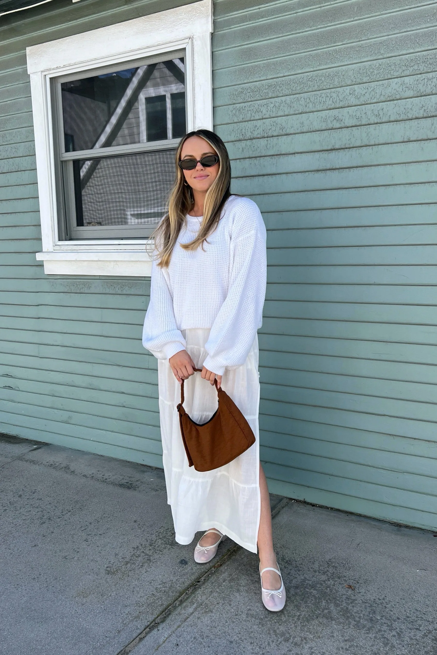 White Classic Tiered Maxi Skirt