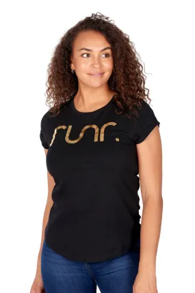 Women's Black & Gold Runr T-Shirt