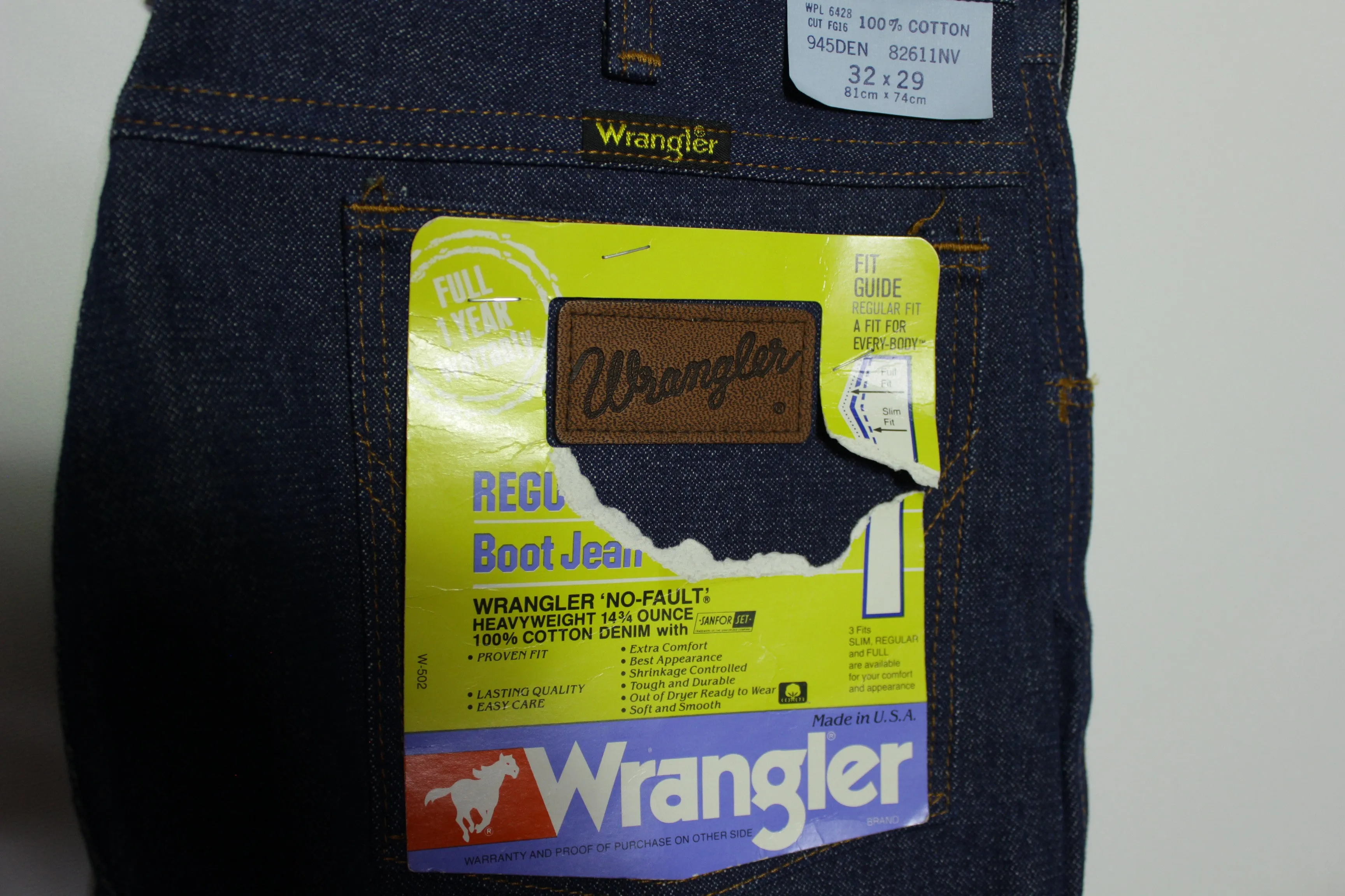 Wrangler 945DEN 82611NV Vintage 70's Deadstock w/ Tags Dark Wash Denim Boot Jeans